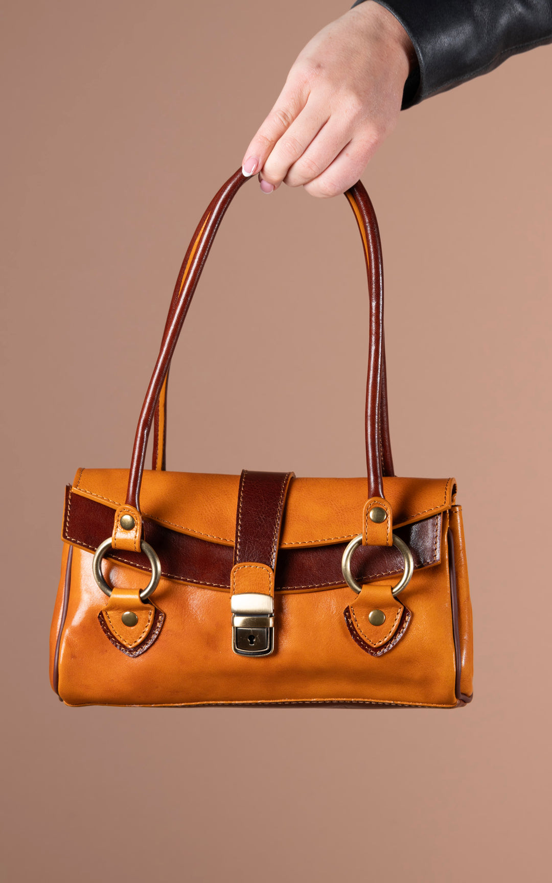 Leather Handbag | Tan & Chocolate