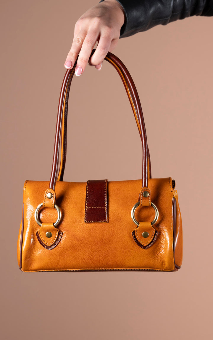 Leather Handbag | Tan & Chocolate