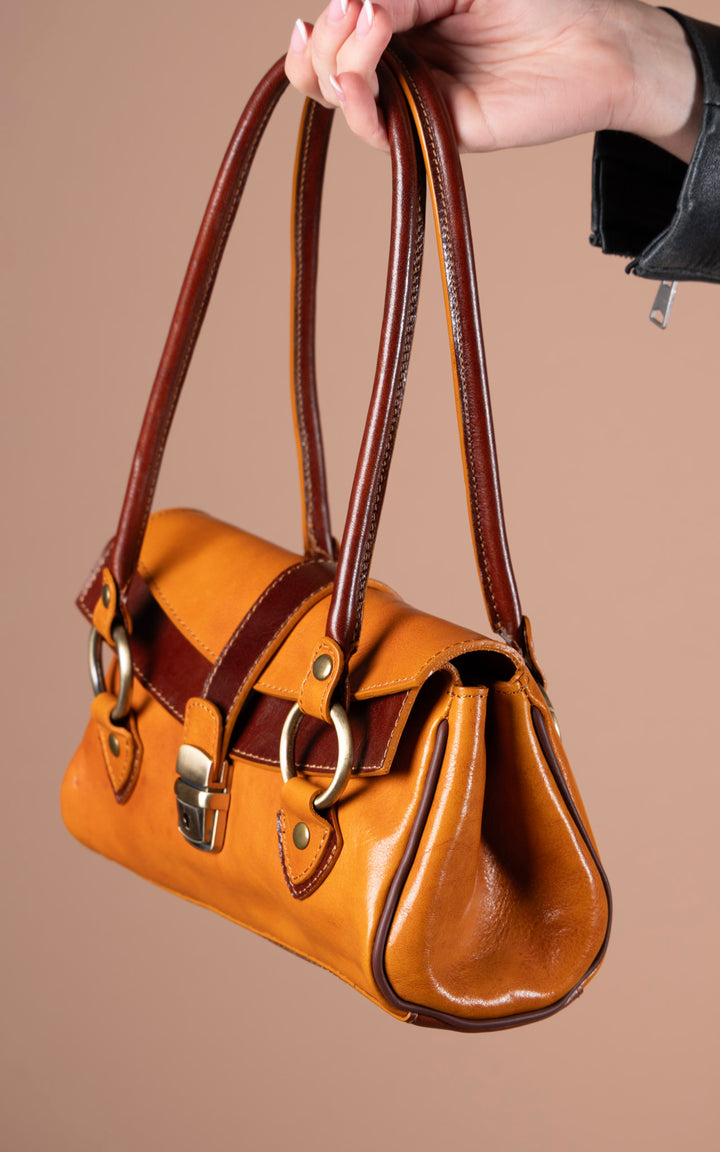 Leather Handbag | Tan & Chocolate
