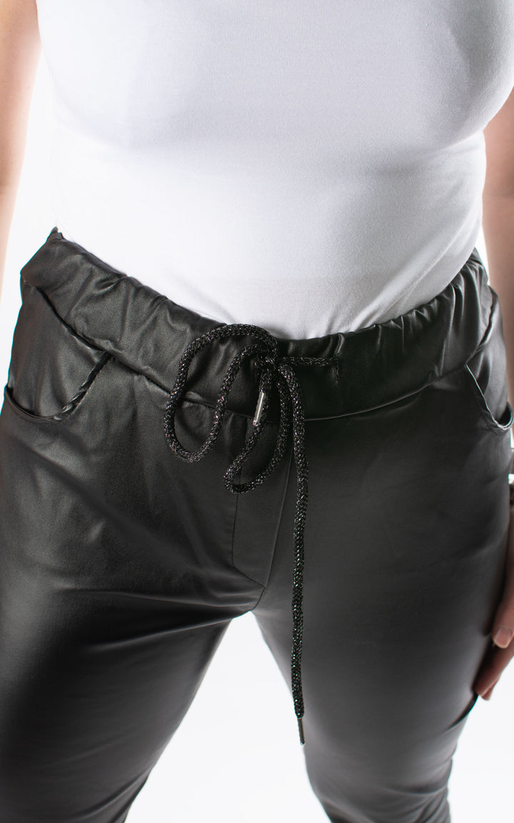 Leather Look Magic Joggers | Black