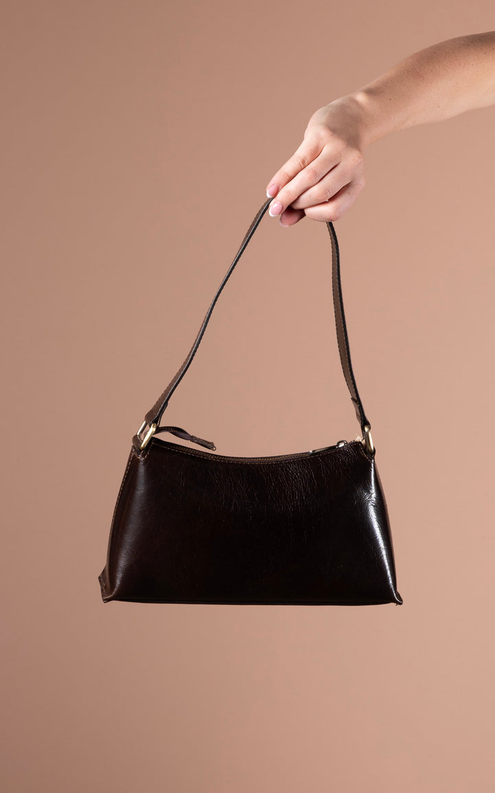 Leather Shoulder Bag | Chocolate