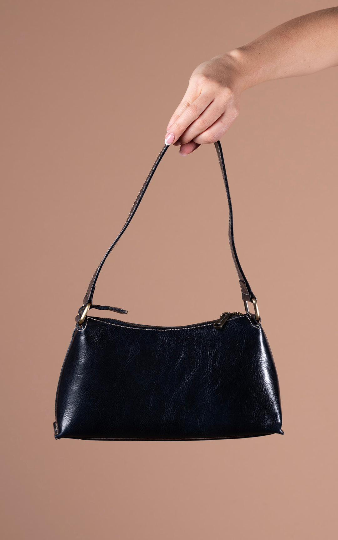 Leather Shoulder Bag | Navy
