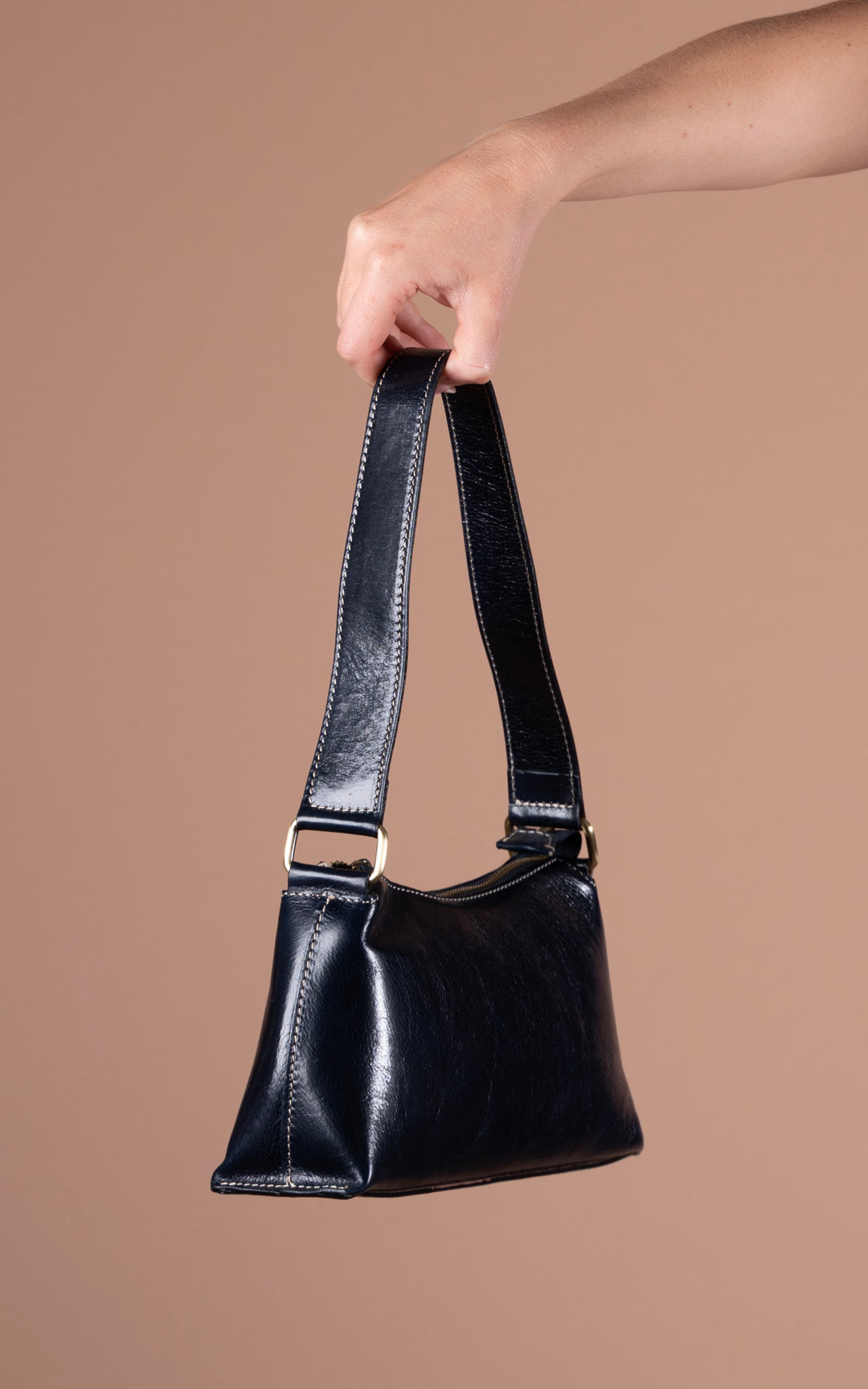 Leather Shoulder Bag | Navy