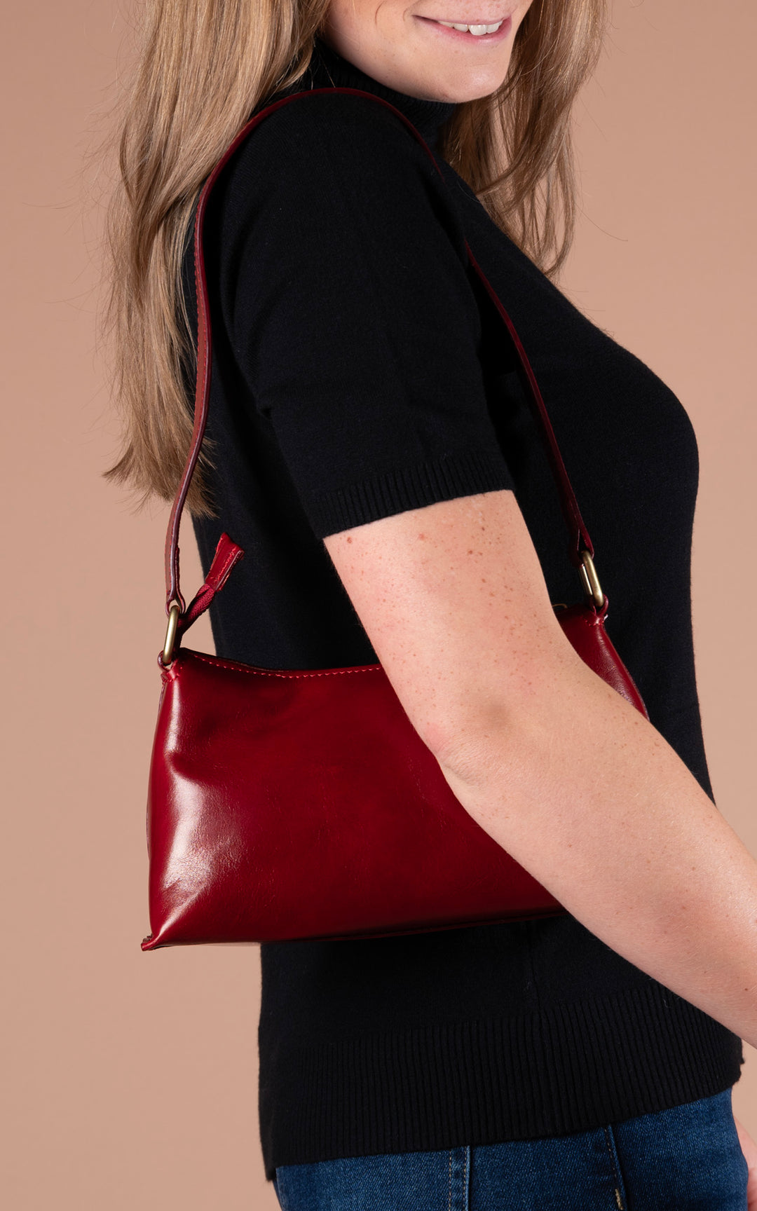 Leather Shoulder Bag | Red