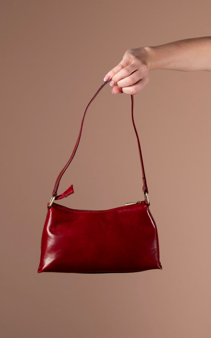 Leather Shoulder Bag | Red