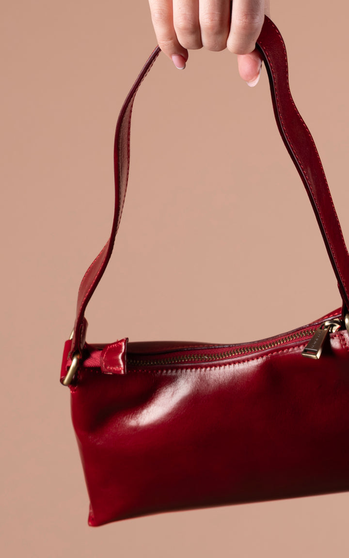Leather Shoulder Bag | Red