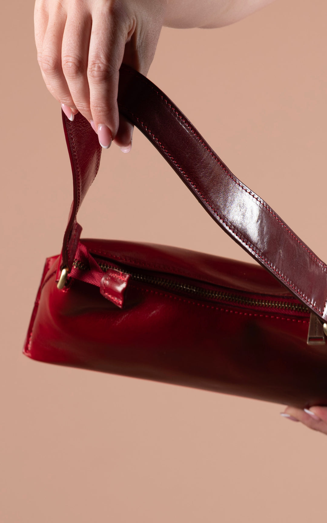 Leather Shoulder Bag | Red