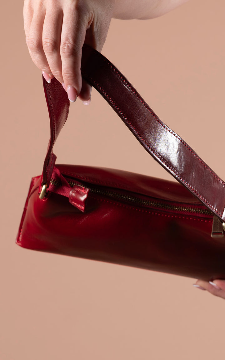 Leather Shoulder Bag | Red