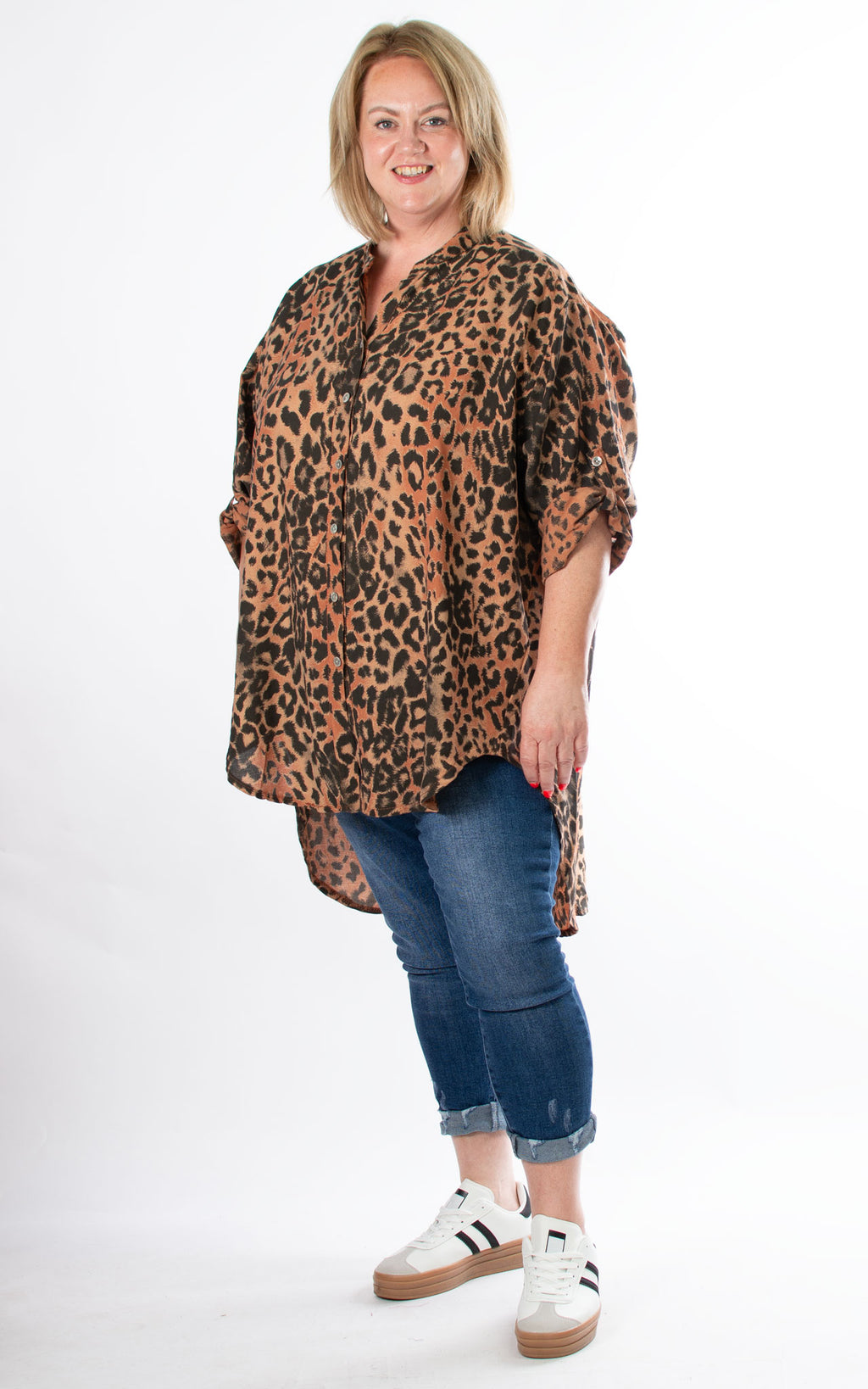 Leopard Longline Shirt | Rust