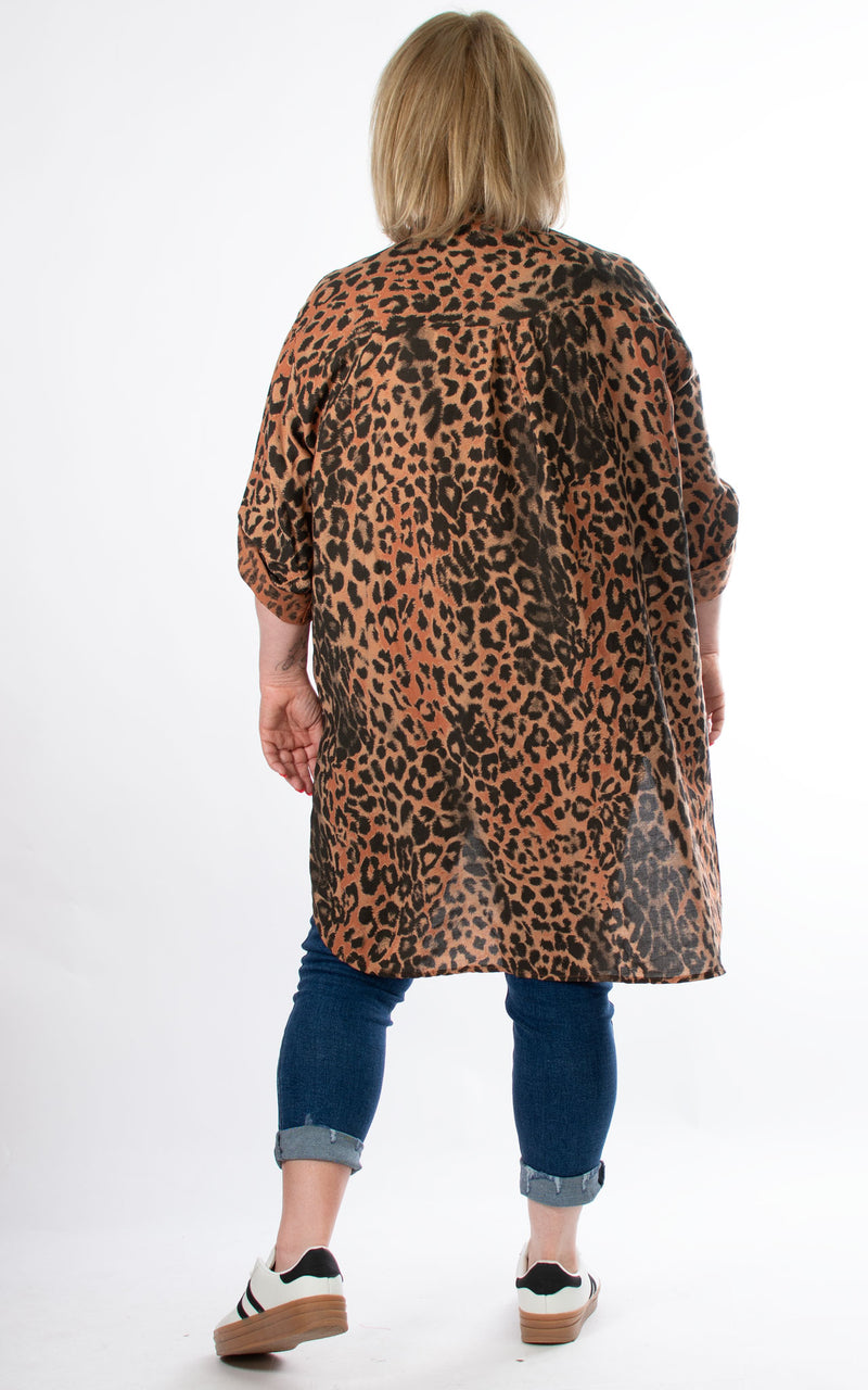 Leopard Longline Shirt | Rust