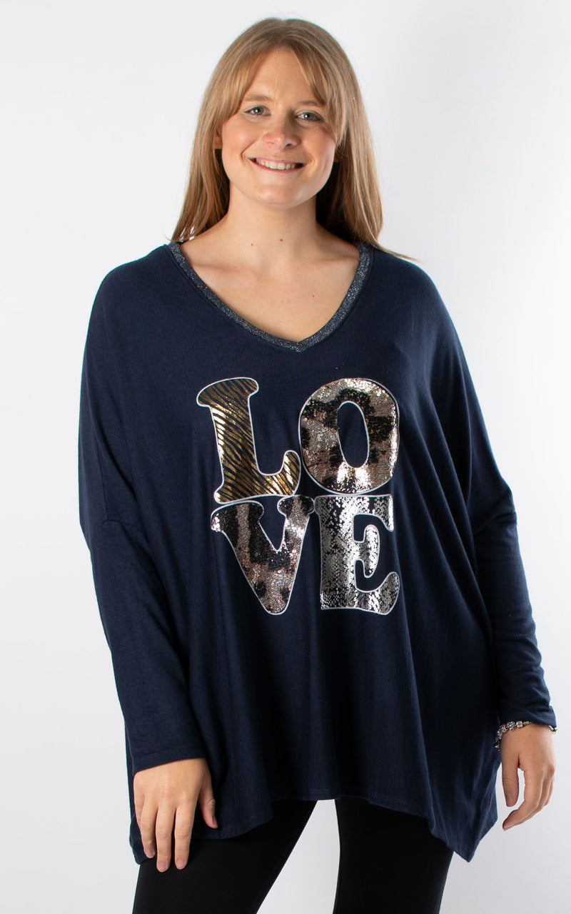 Leopard Love Top | Navy