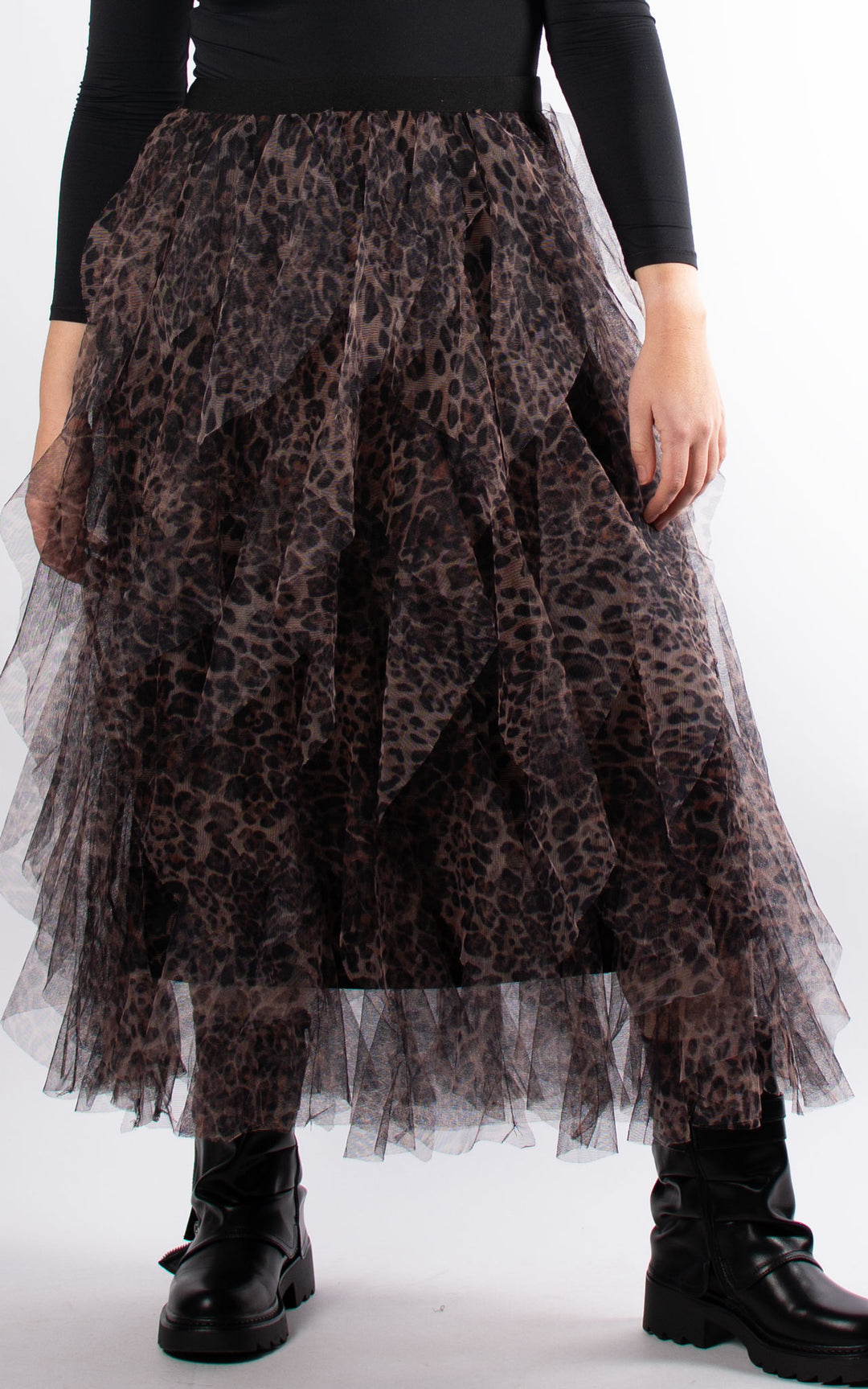 Leopard Print Mesh Skirt
