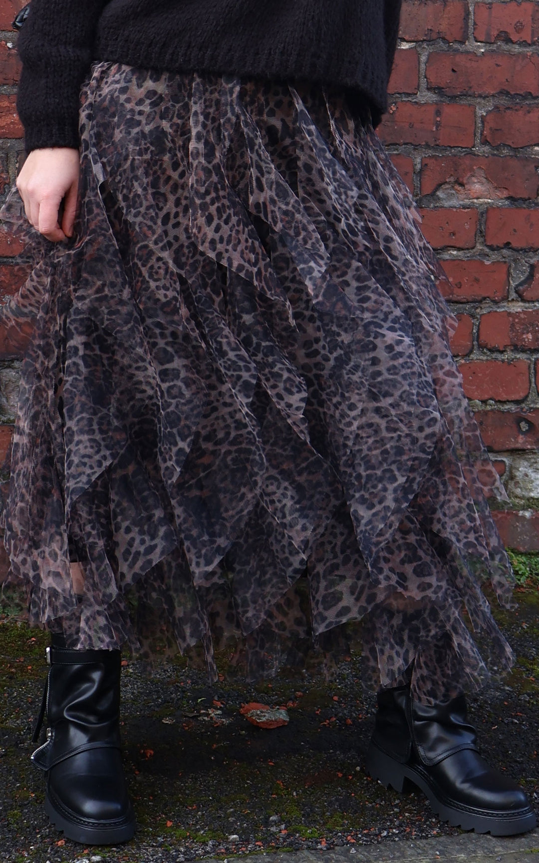 Leopard Print Mesh Skirt