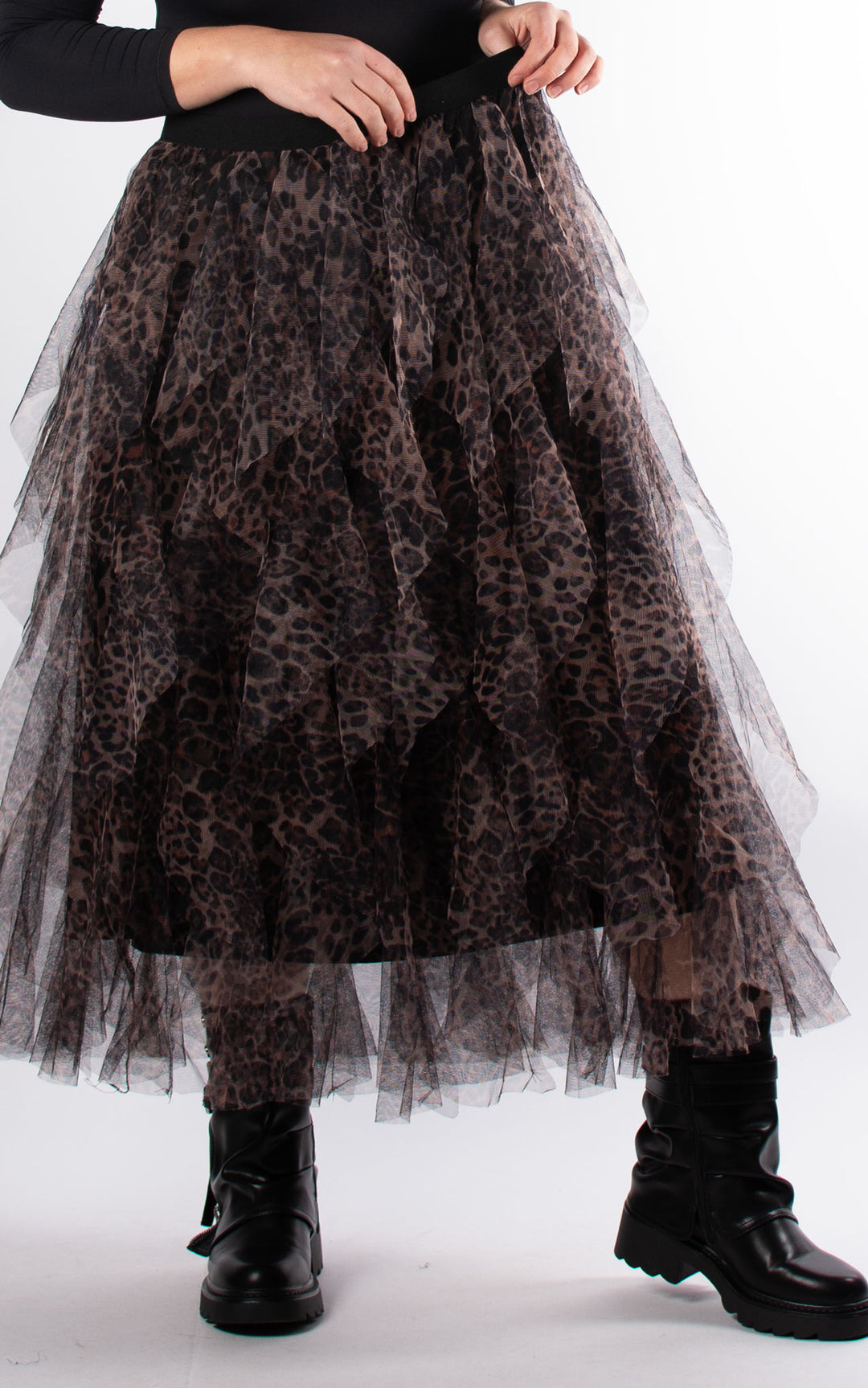 Leopard Print Mesh Skirt