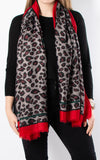 Leopard Scarf | Red Border