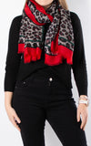 Leopard Scarf | Red Border