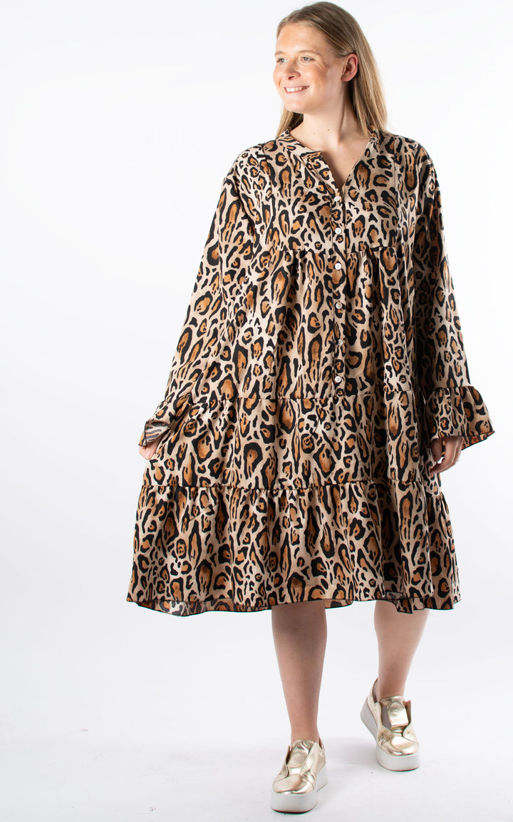 Leopard Tiered Dress | Flared Sleeve