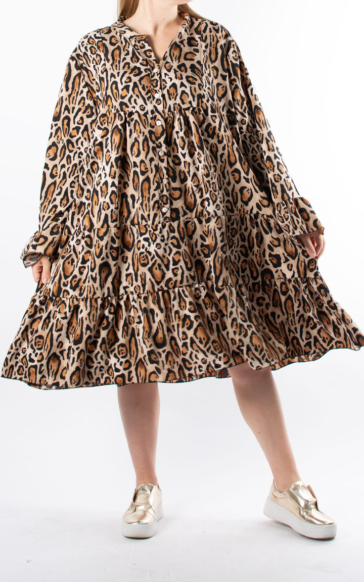 Leopard Tiered Dress | Flared Sleeve
