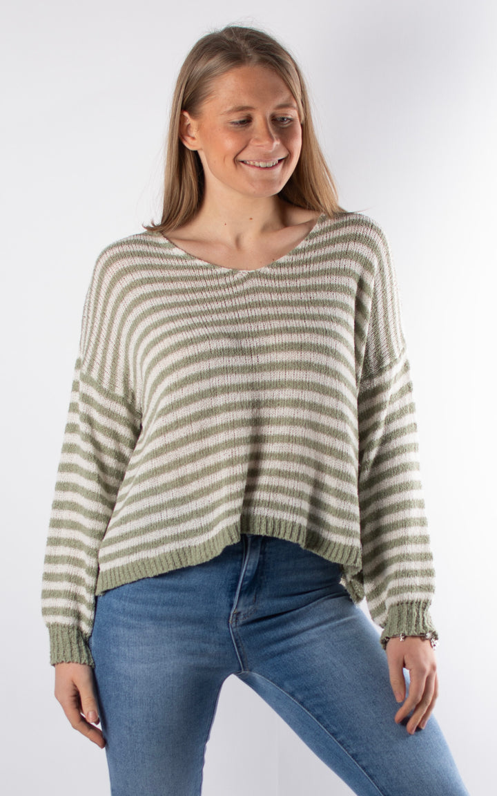 Liana Stripe Jumper| Green
