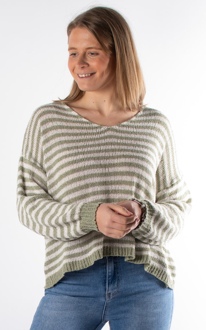 Liana Stripe Jumper| Green