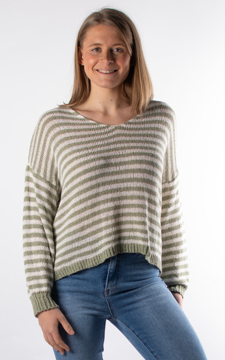 Liana Stripe Jumper| Green
