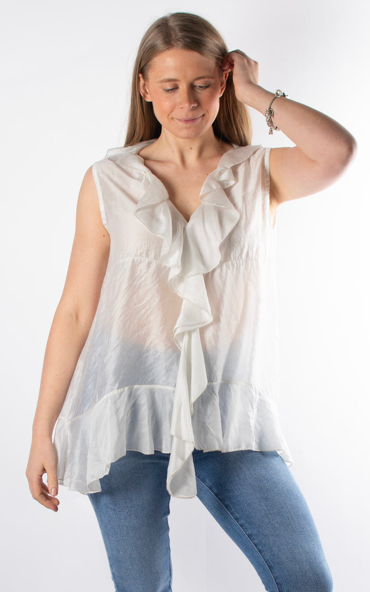 Libby Frill Vest  | Ivory