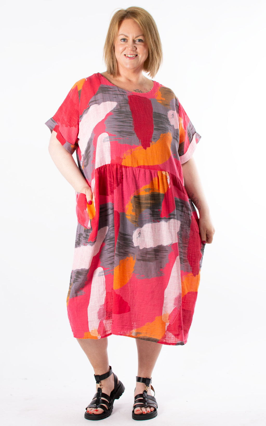 Lilly Abstract Dress | Hot Pink