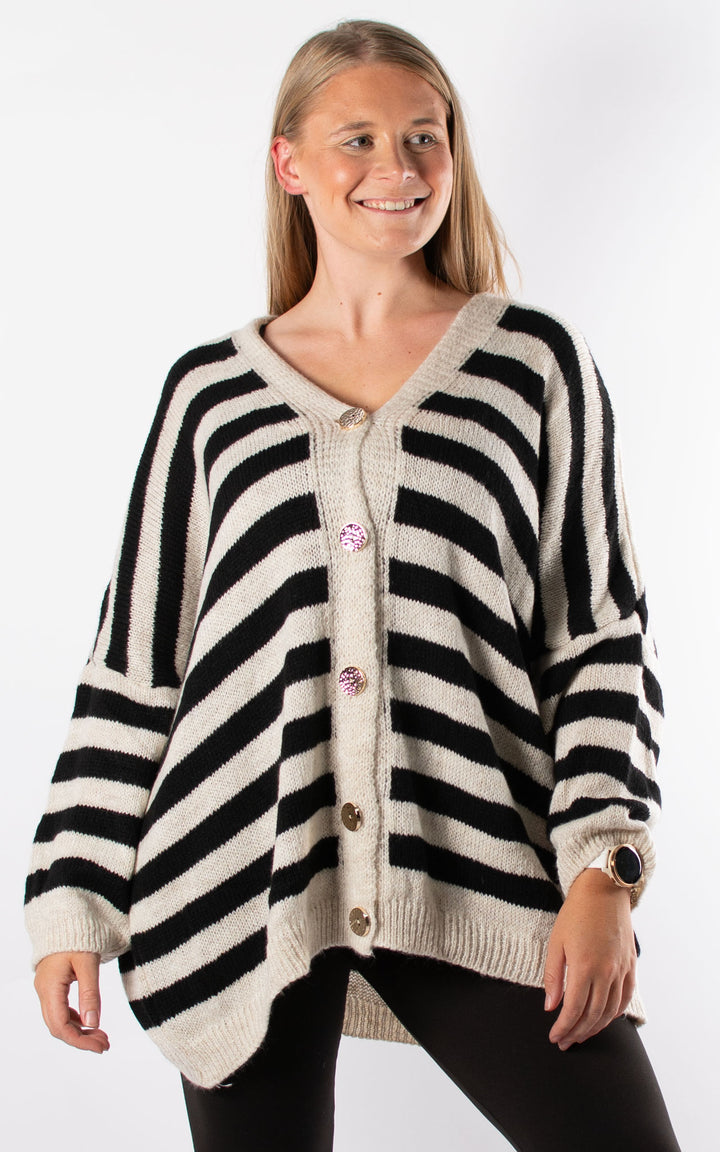 Lola Stripe Cardigan | Black