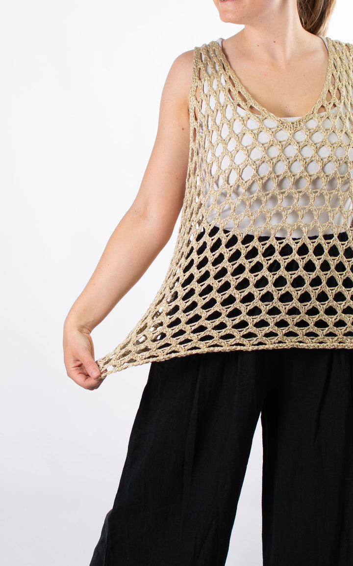 Loose Knit Vest | Gold