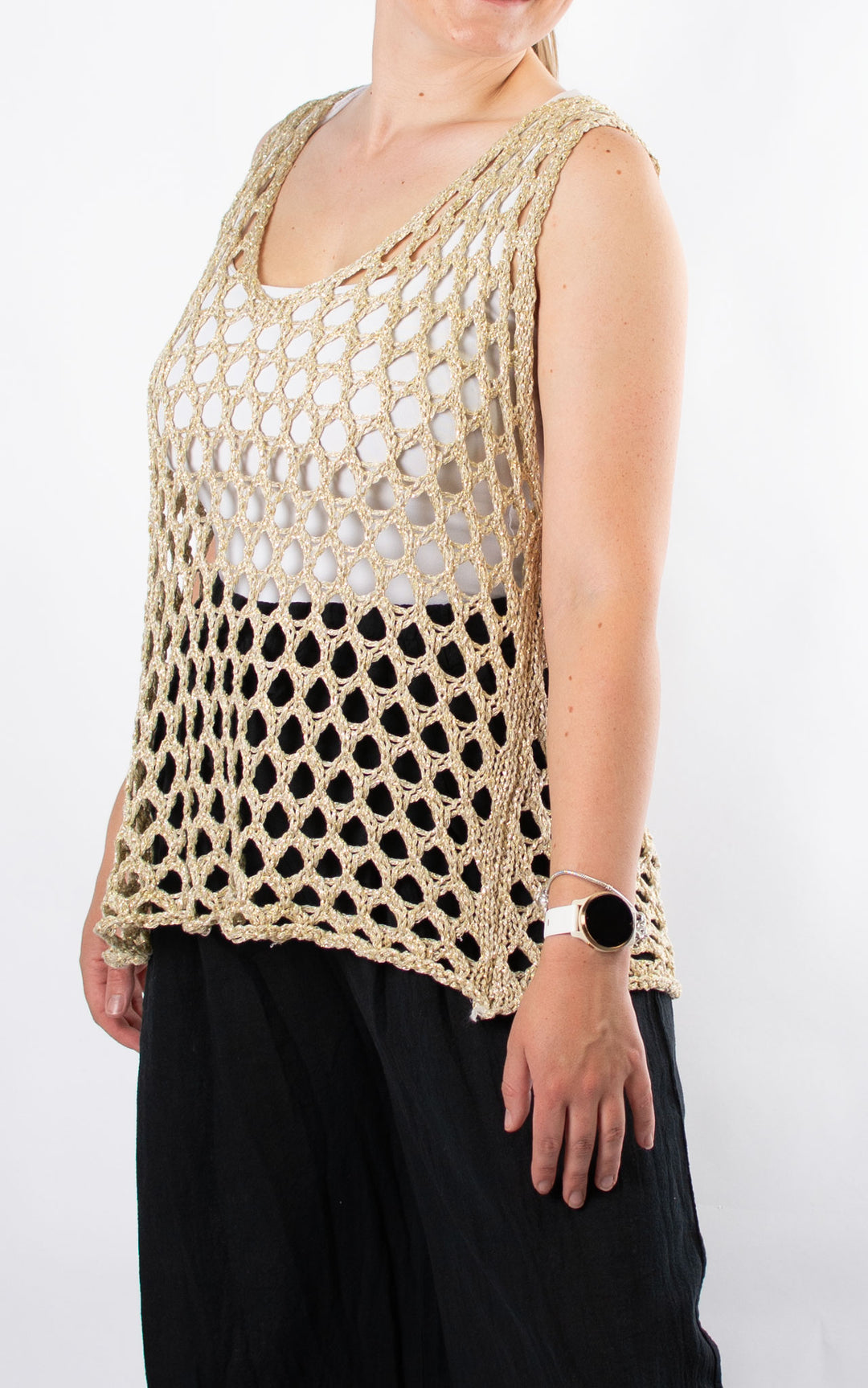 Loose Knit Vest | Gold