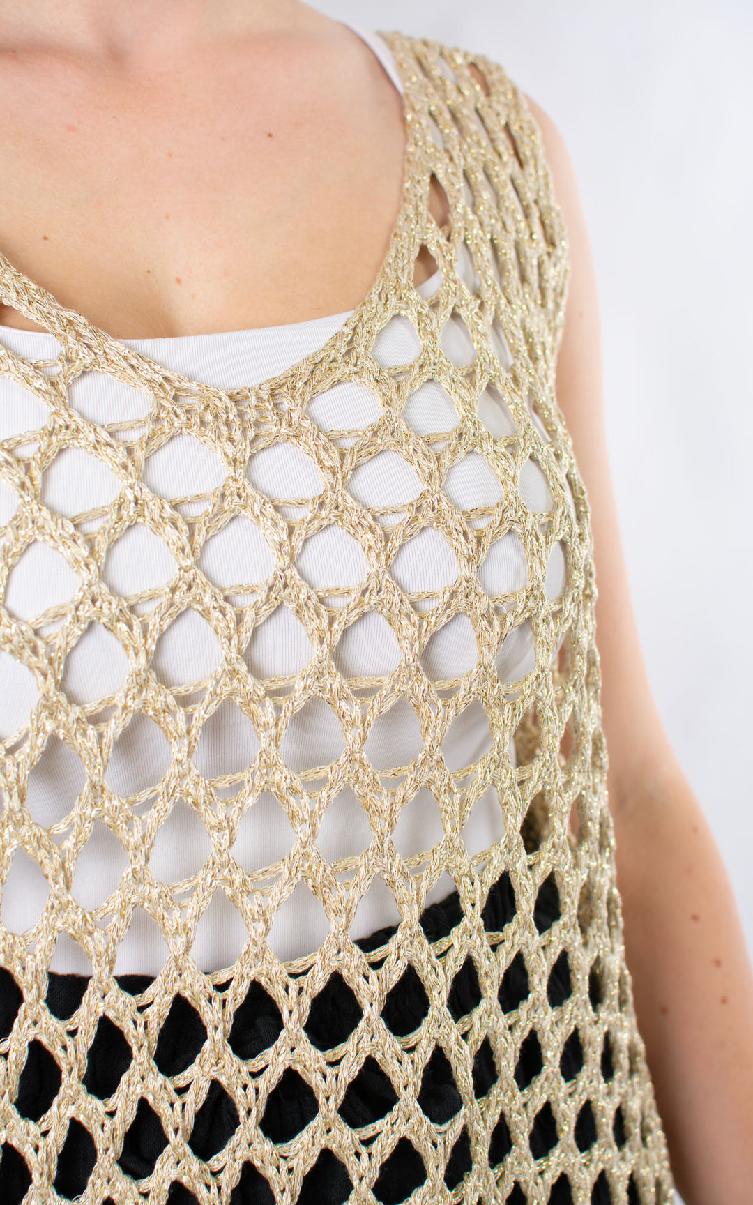 Loose Knit Vest | Gold