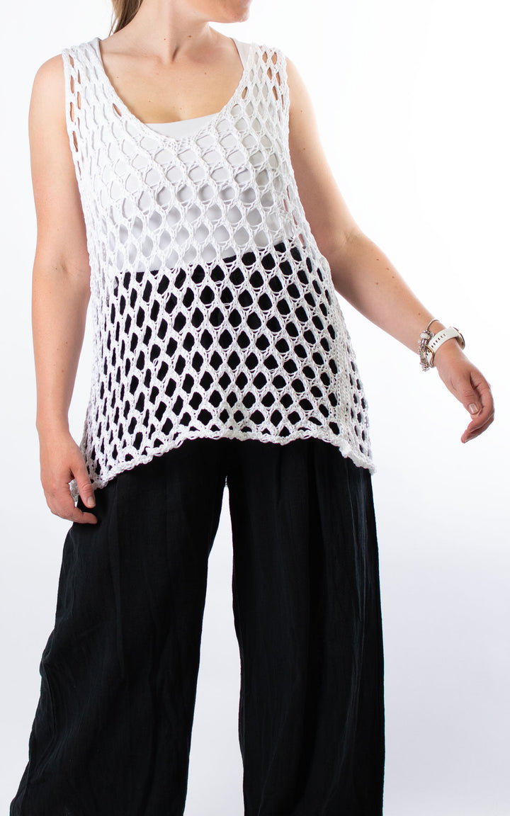 Loose Knit Vest | White