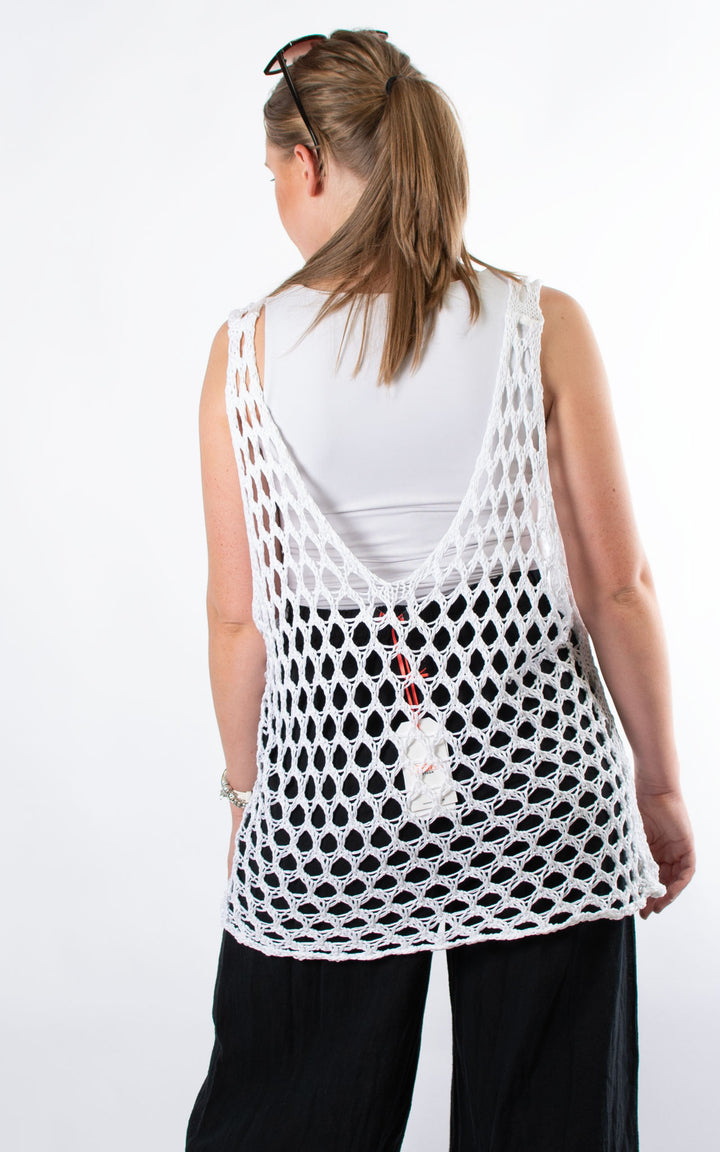 Loose Knit Vest | White