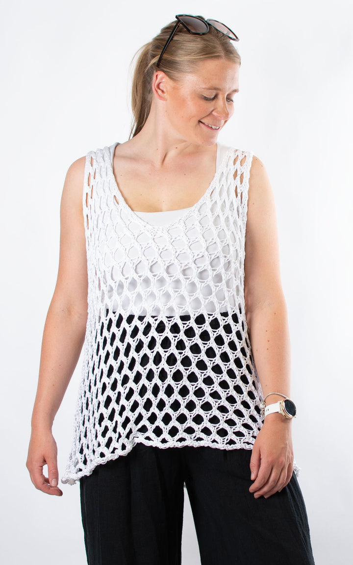 Loose Knit Vest | White
