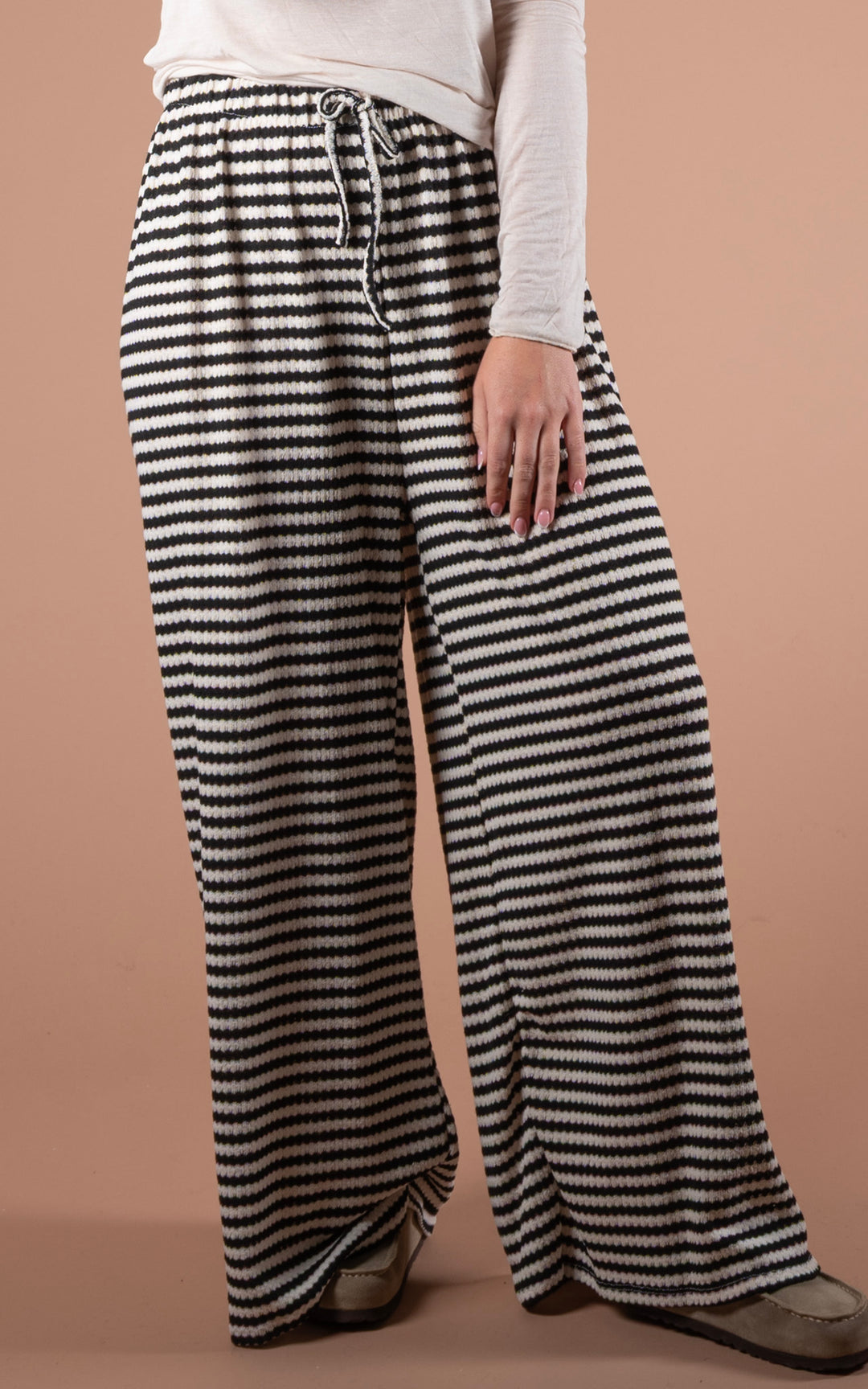 Lottie Stripe Trouser | Black