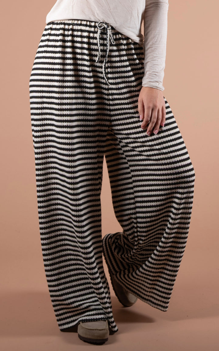 Lottie Stripe Trouser | Black