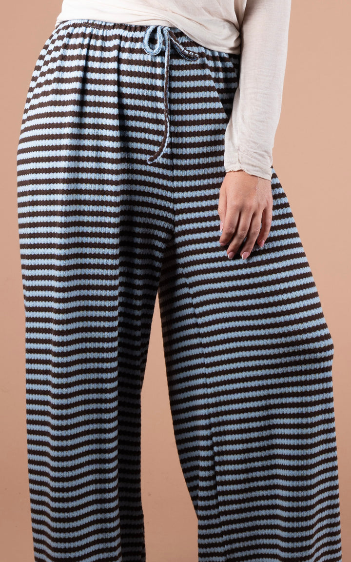 Lottie Stripe Trouser | Blue & Chocolate