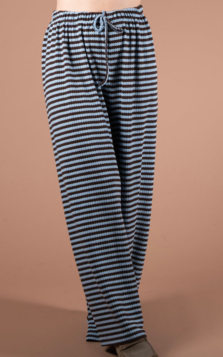 Lottie Stripe Trouser | Blue & Chocolate