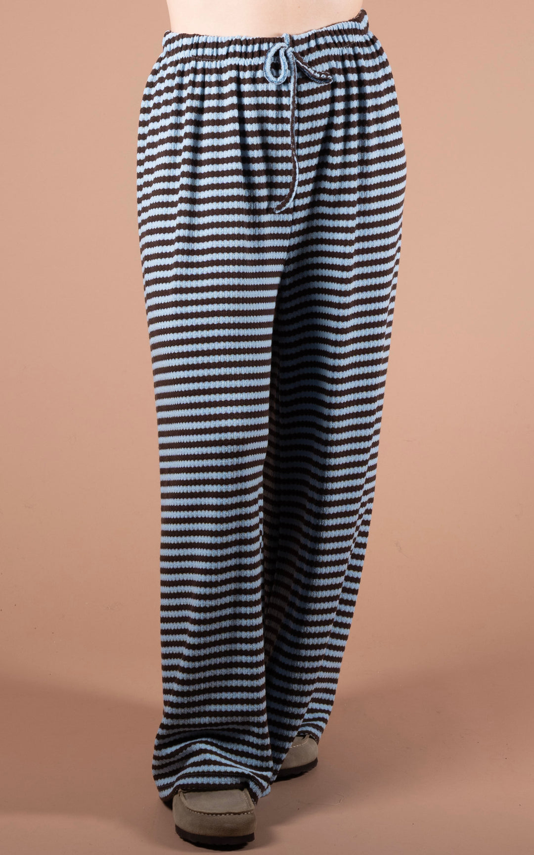 Lottie Stripe Trouser | Blue & Chocolate