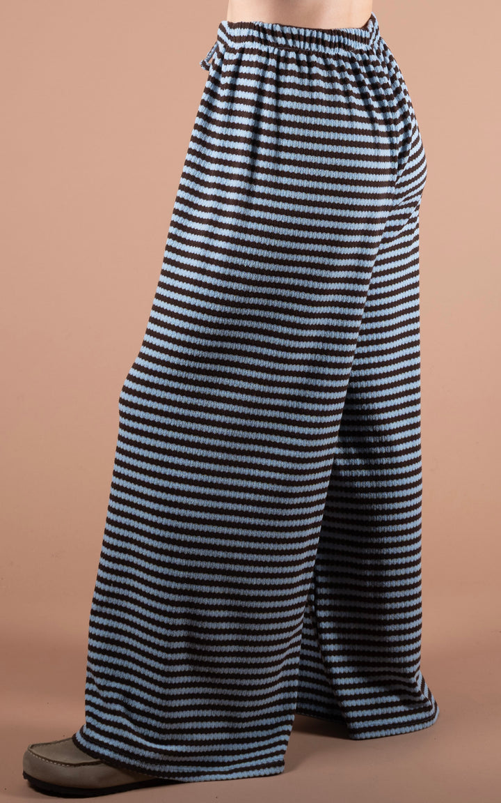 Lottie Stripe Trouser | Blue & Chocolate