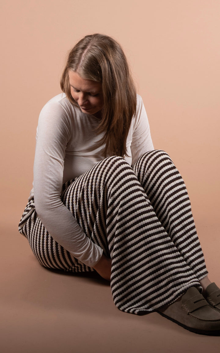 Lottie Stripe Trouser | Chocolate
