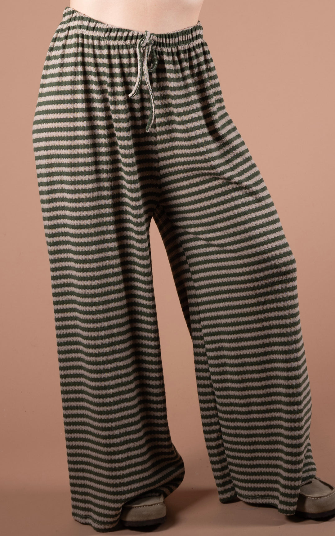Lottie Stripe Trouser | Khaki & Taupe