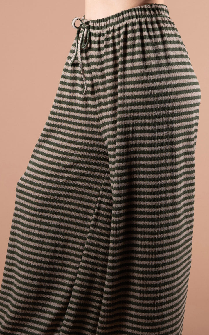 Lottie Stripe Trouser | Khaki & Taupe