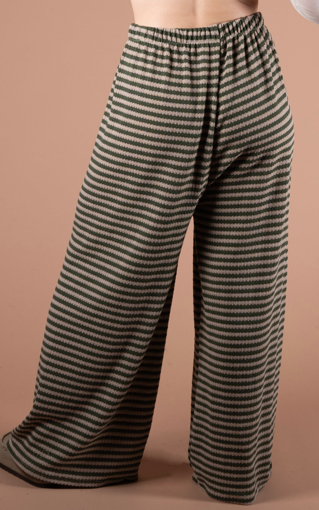 Lottie Stripe Trouser | Khaki & Taupe