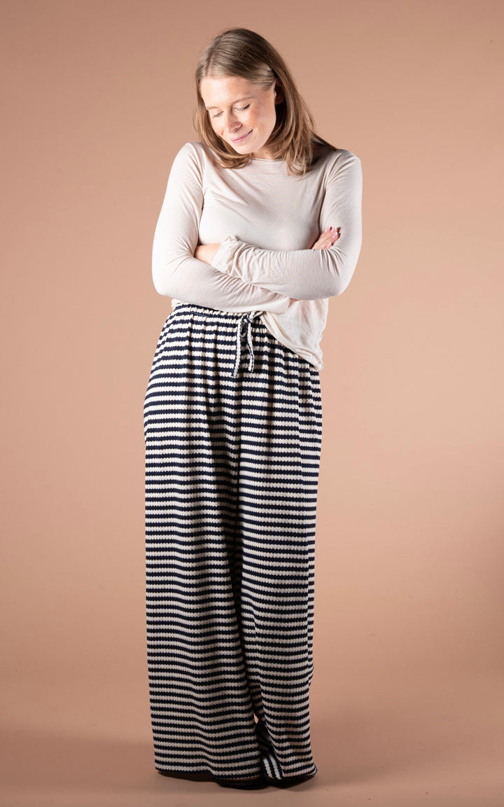 Lottie Stripe Trouser | Navy