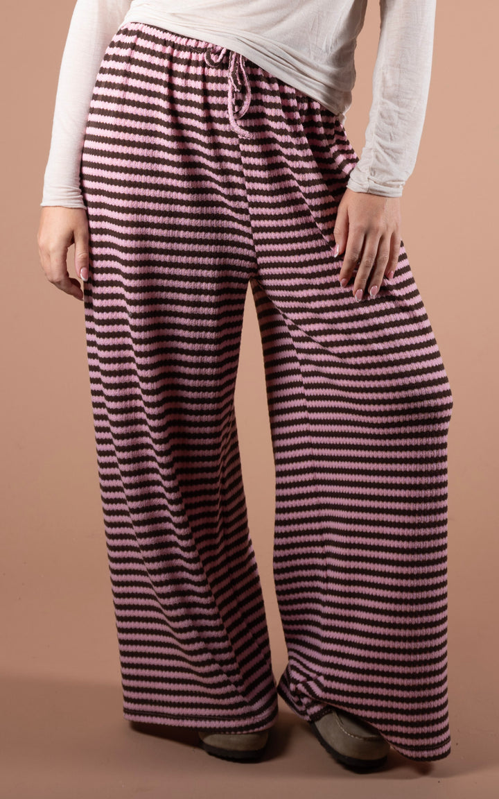 Lottie Stripe Trouser | Pink & Chocolate