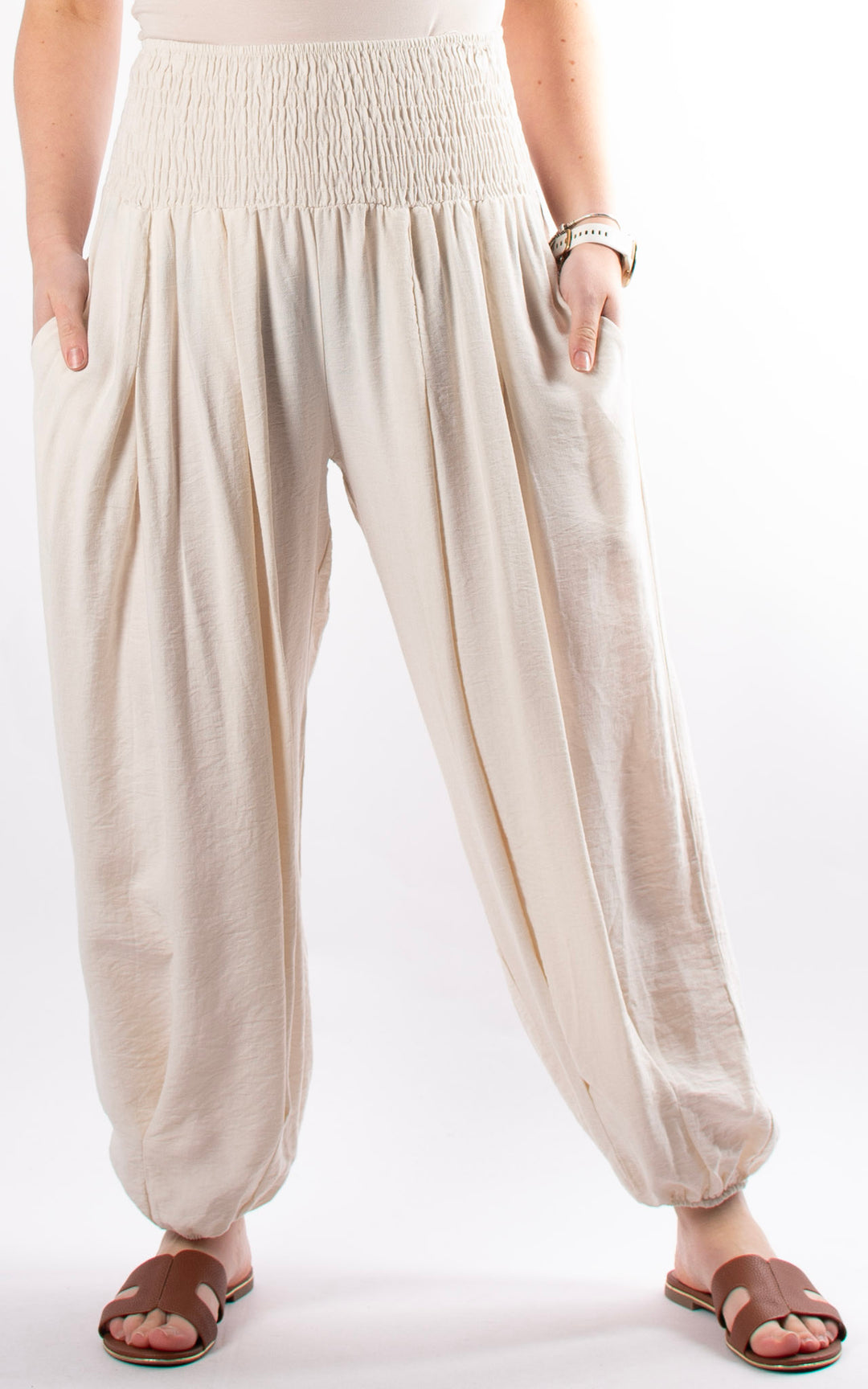 Louisa Cuff Leg Trousers | Beige