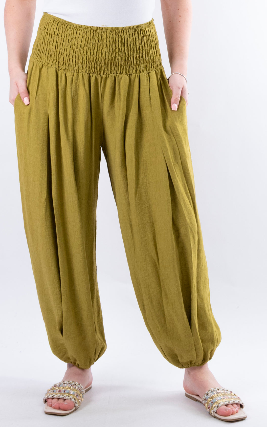 Louisa Cuff Leg Trousers | Green