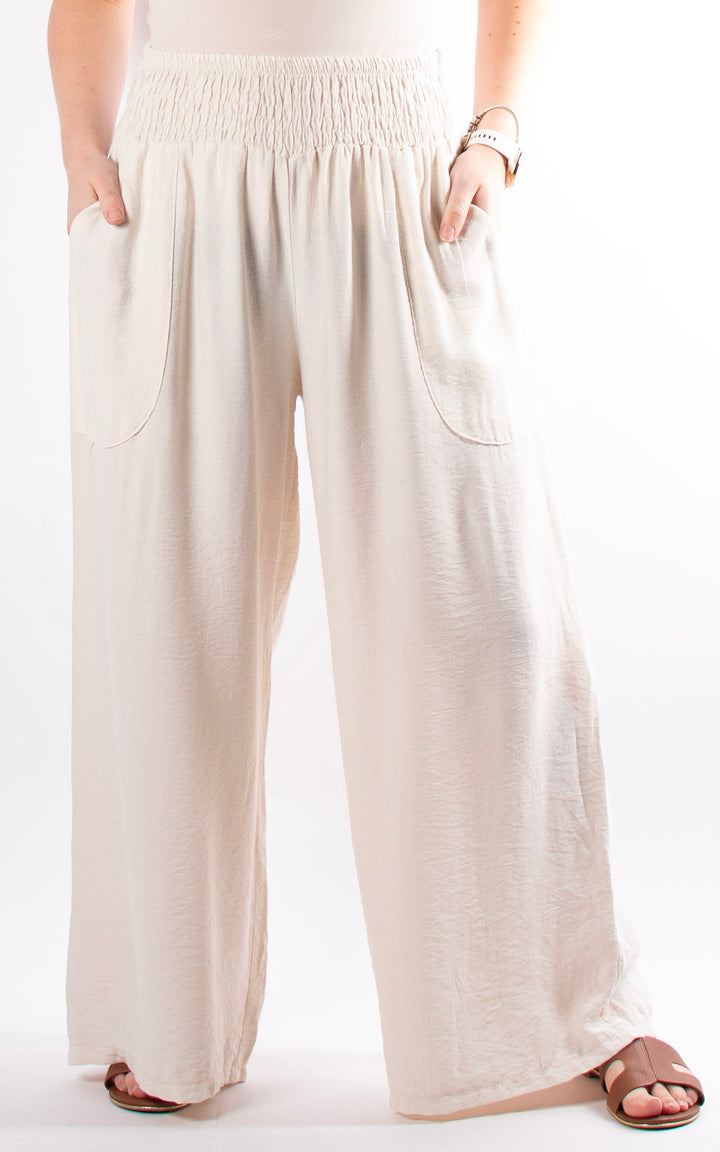 Louisa Wide Leg Trousers | Beige