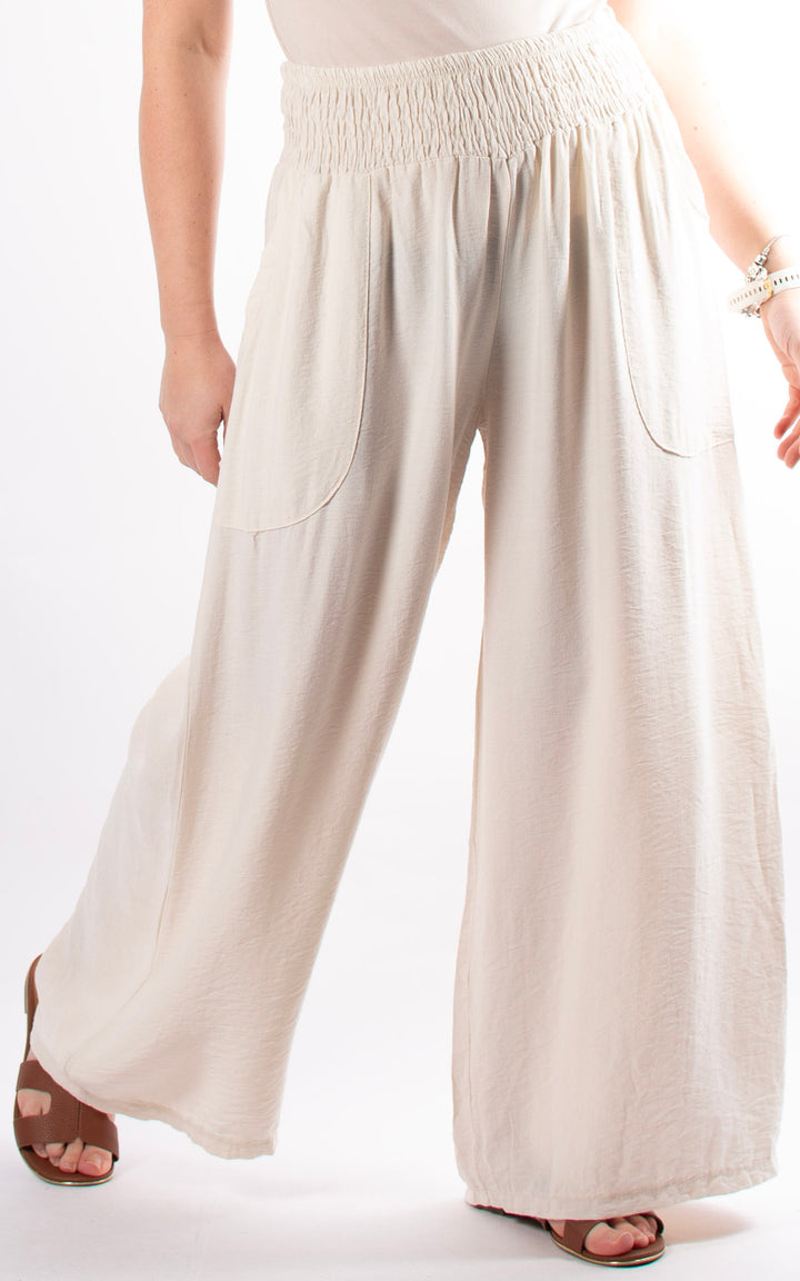 Louisa Wide Leg Trousers | Beige